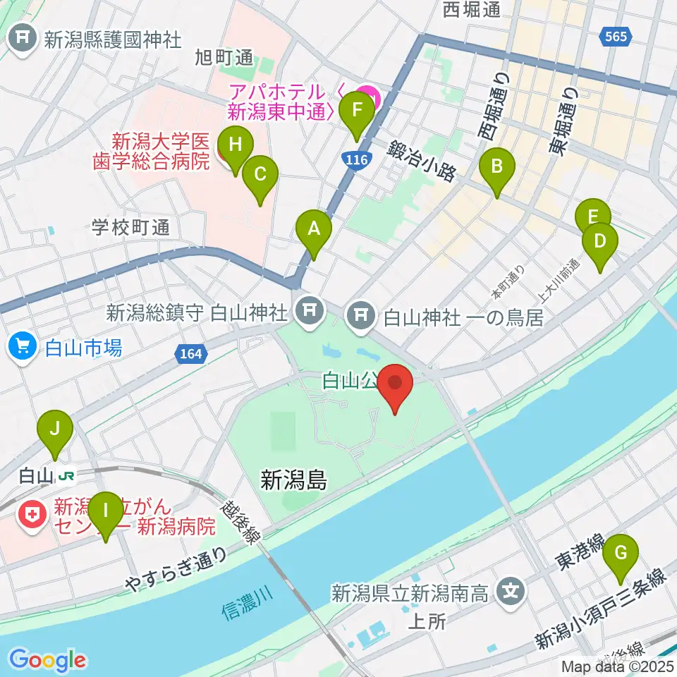 りゅーとぴあ 新潟市民芸術文化会館周辺のコンビニエンスストア一覧地図