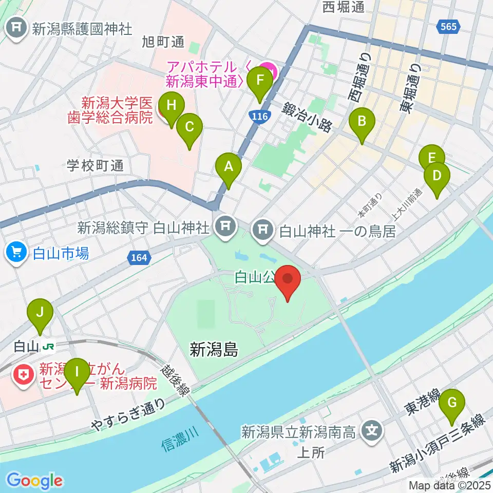 りゅーとぴあ 新潟市民芸術文化会館周辺のコンビニエンスストア一覧地図