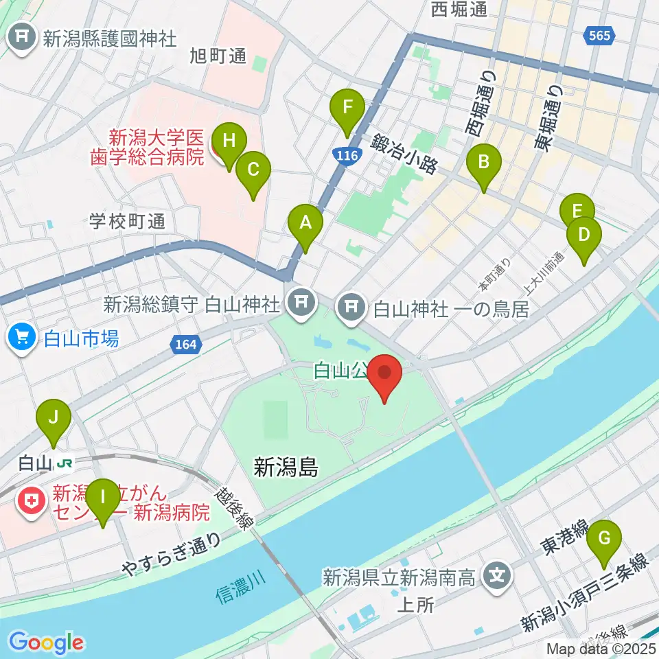 りゅーとぴあ 新潟市民芸術文化会館周辺のコンビニエンスストア一覧地図