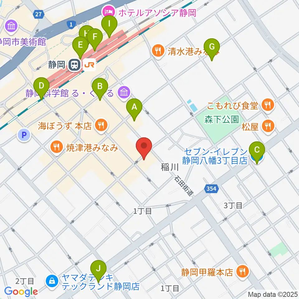 静岡サナッシュ周辺のコンビニエンスストア一覧地図