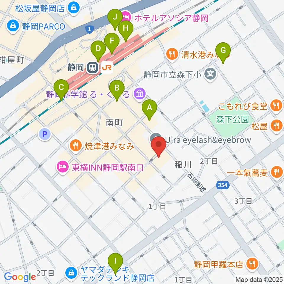静岡サナッシュ周辺のコンビニエンスストア一覧地図