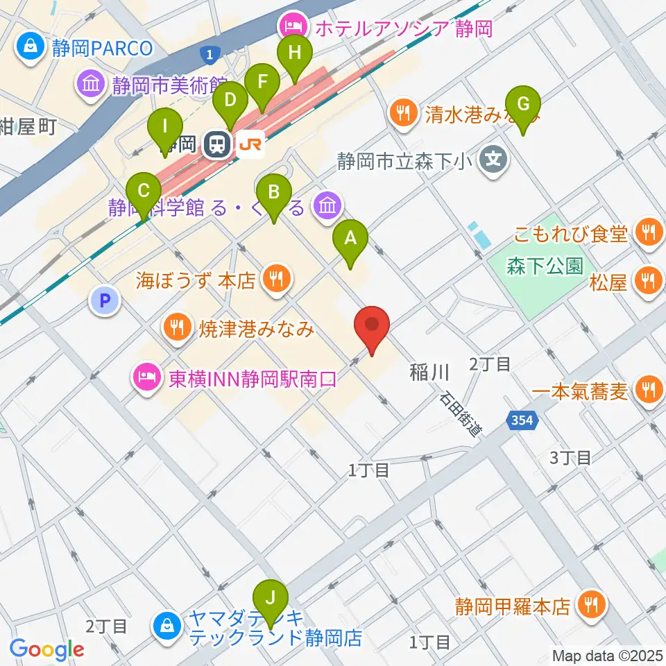 静岡サナッシュ周辺のコンビニエンスストア一覧地図