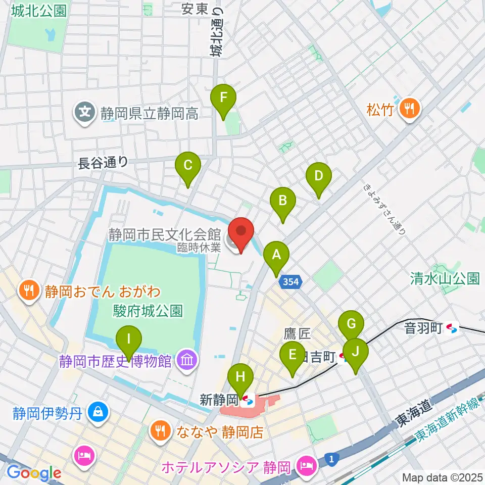 静岡市民文化会館周辺のコンビニエンスストア一覧地図