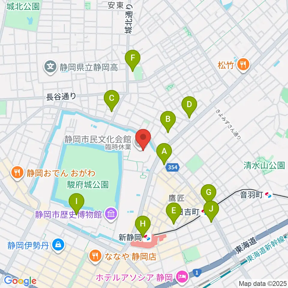 静岡市民文化会館周辺のコンビニエンスストア一覧地図