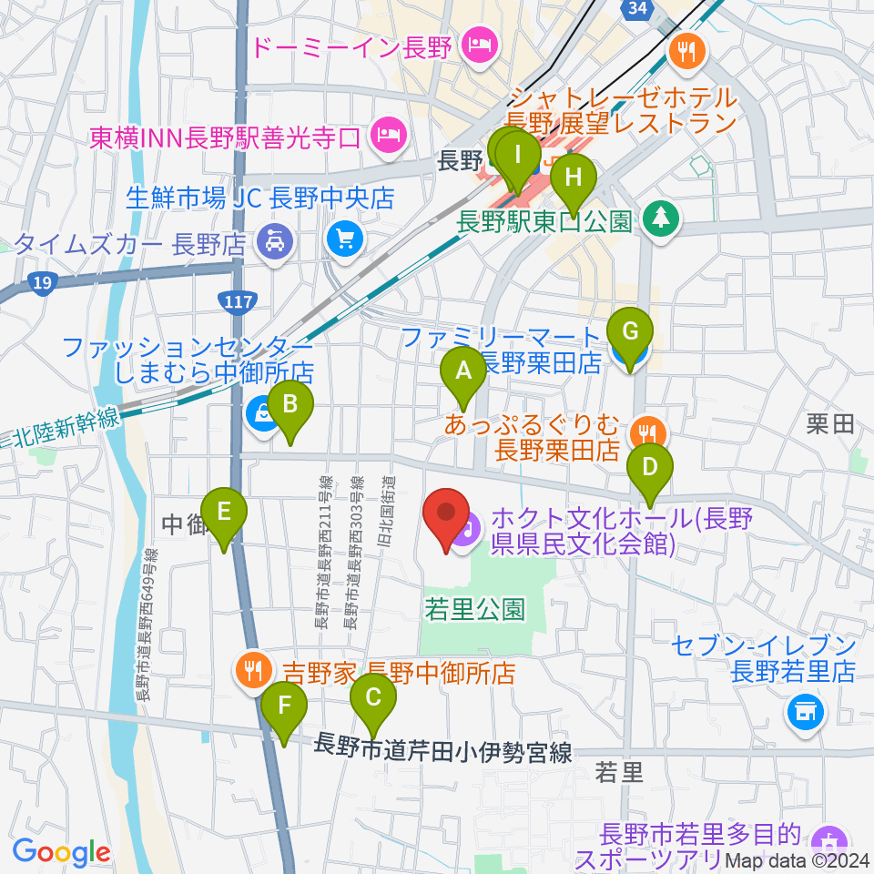 ホクト文化ホール周辺のコンビニエンスストア一覧地図