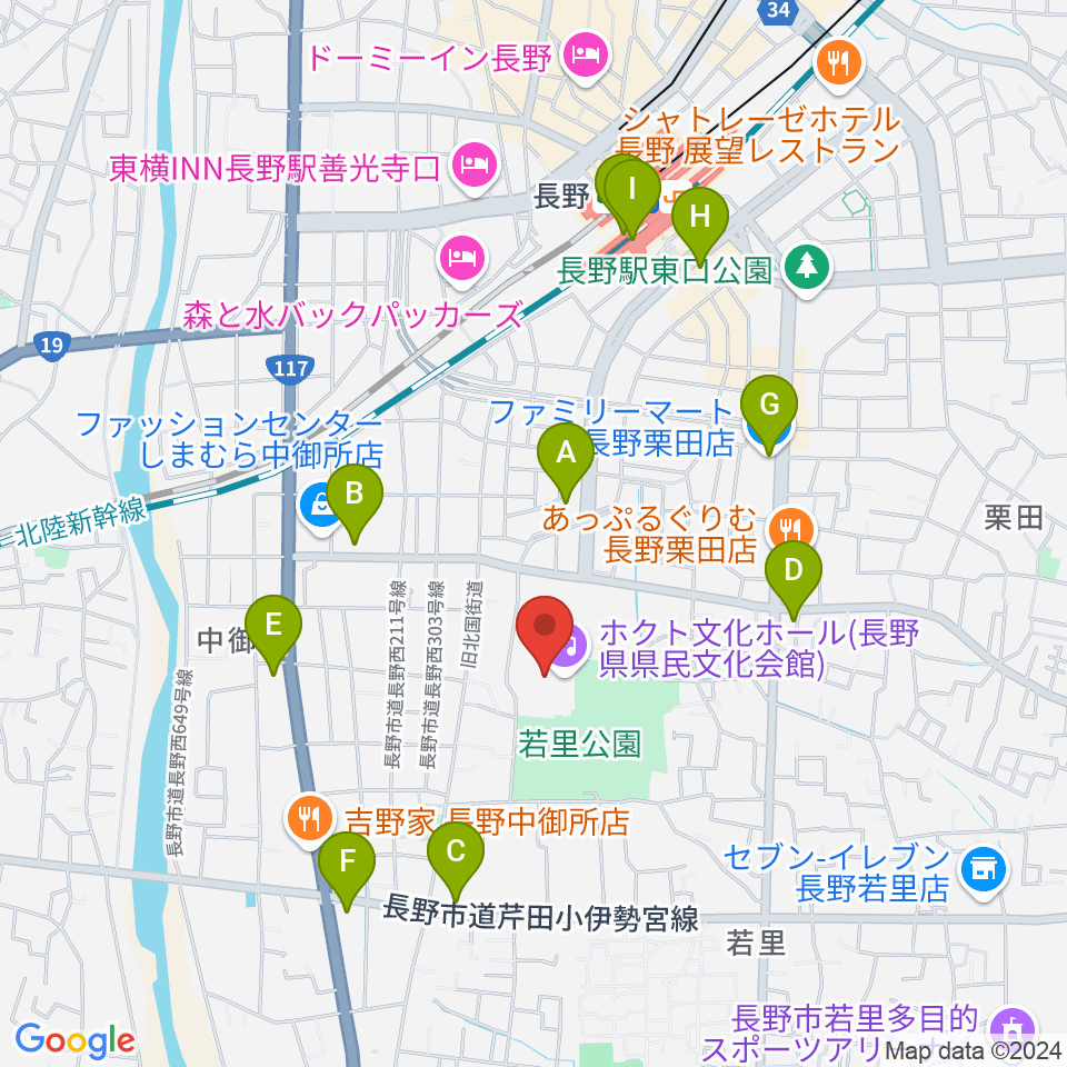 ホクト文化ホール周辺のコンビニエンスストア一覧地図