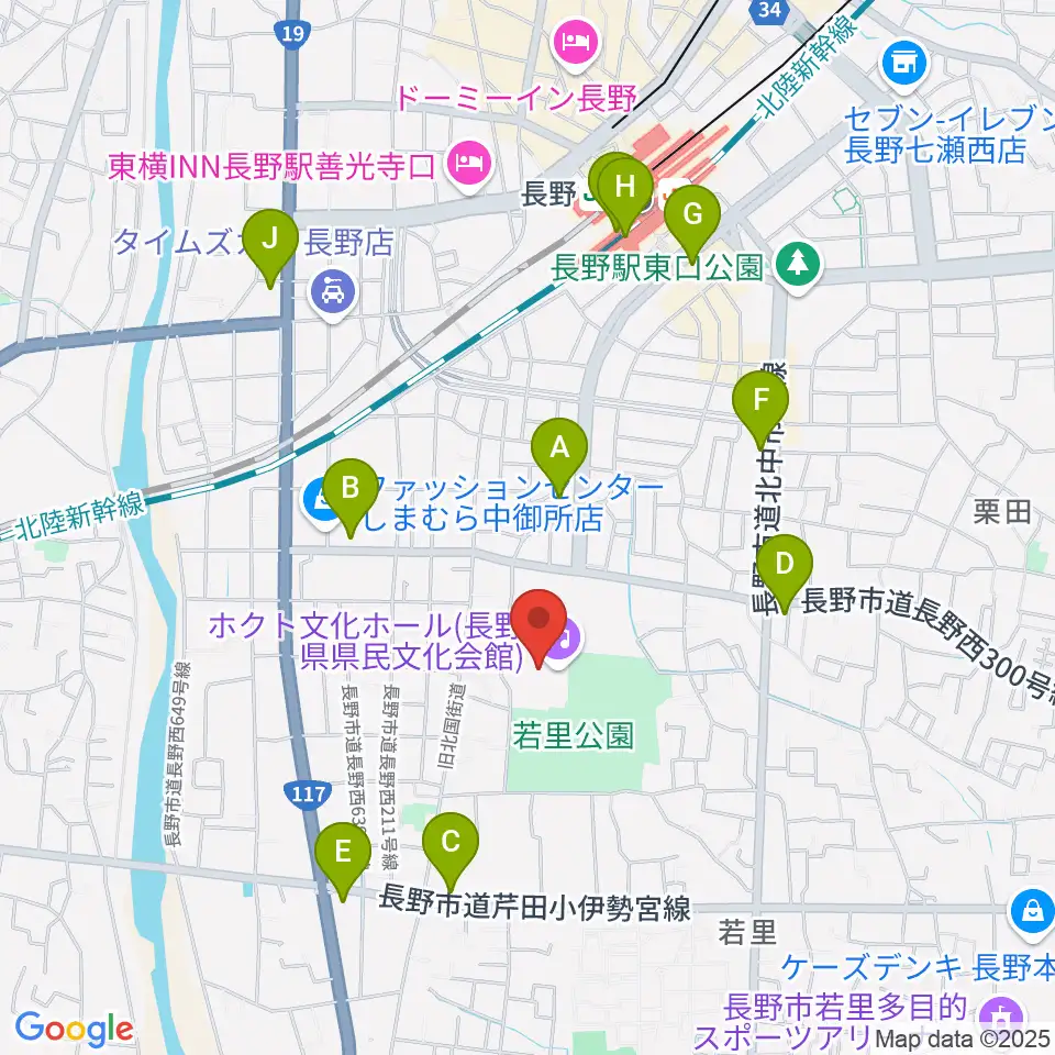 ホクト文化ホール周辺のコンビニエンスストア一覧地図