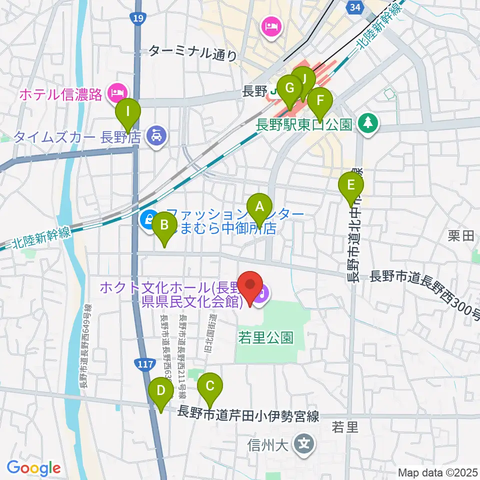 ホクト文化ホール周辺のコンビニエンスストア一覧地図