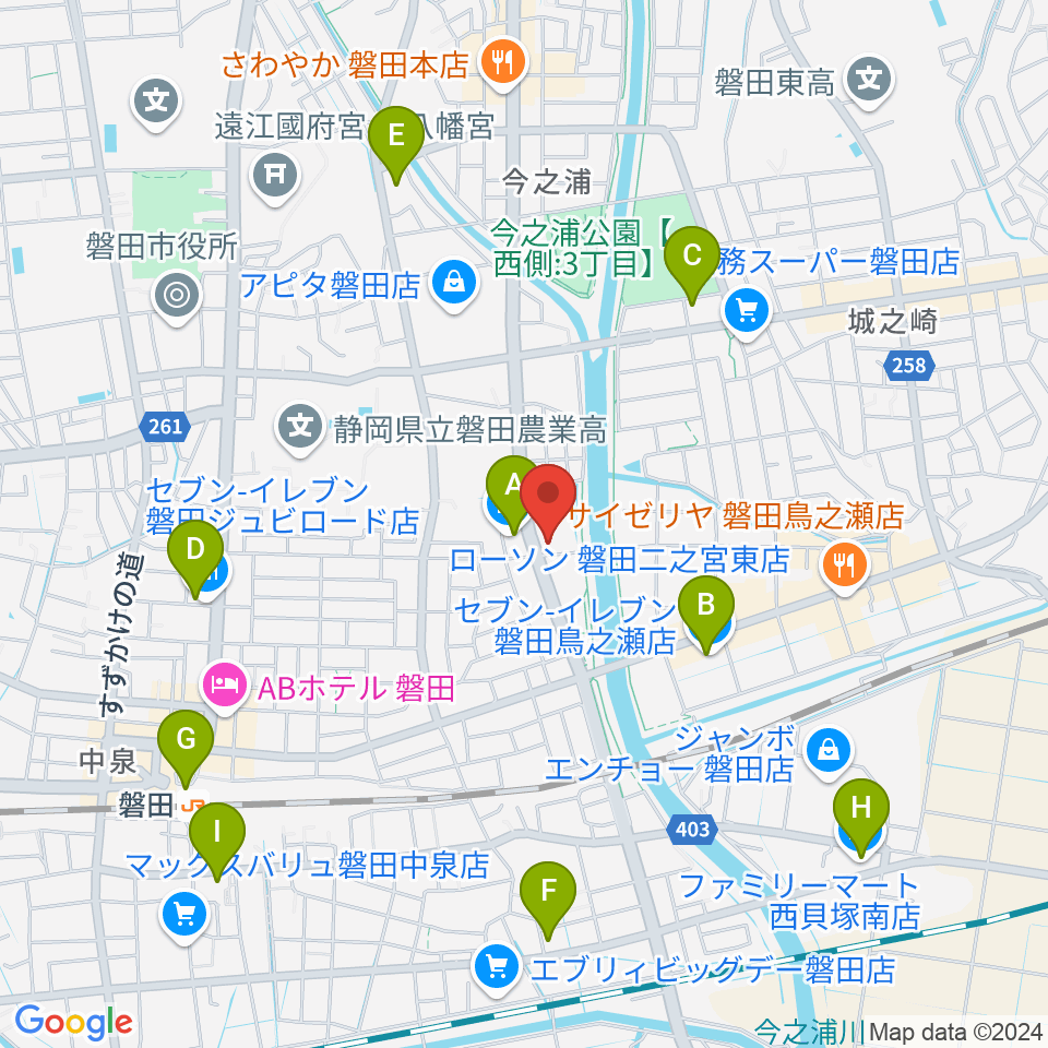 磐田FMステージ周辺のコンビニエンスストア一覧地図