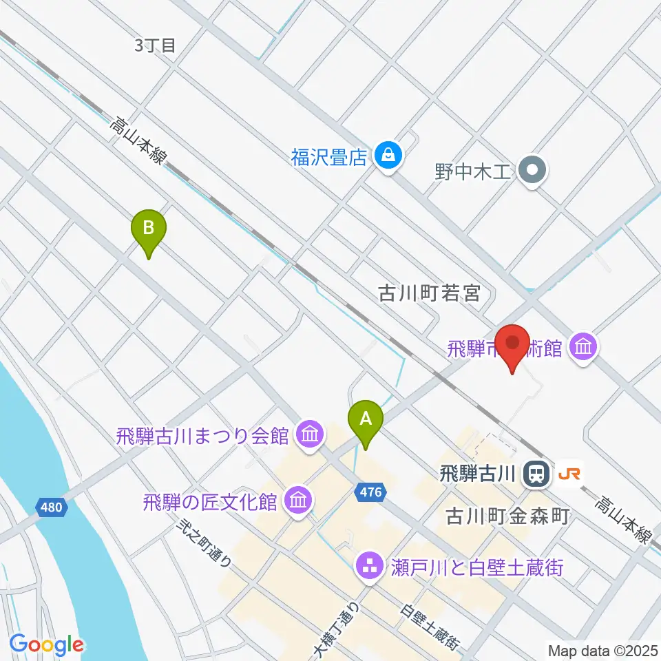 飛騨市文化交流センター周辺のコンビニエンスストア一覧地図