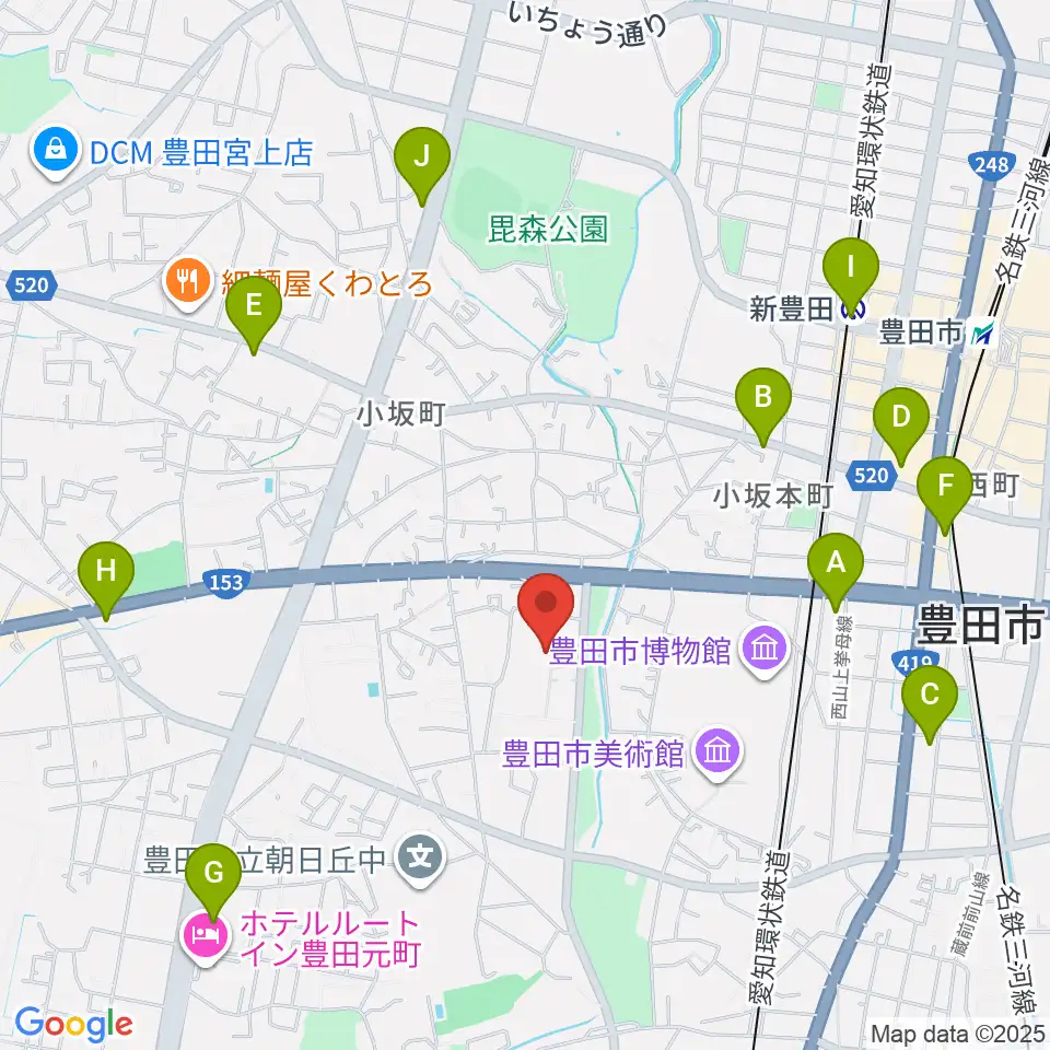 豊田市民文化会館周辺のコンビニエンスストア一覧地図