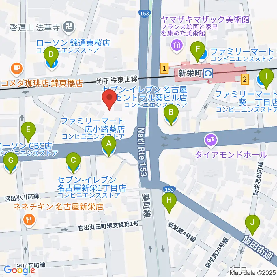 名古屋Jazz Spot Swing周辺のコンビニエンスストア一覧地図
