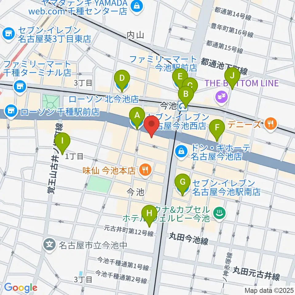 今池パラダイスカフェ21周辺のコンビニエンスストア一覧地図