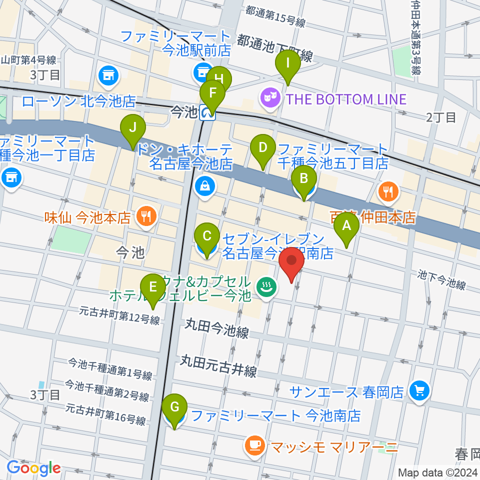 今池ハックフィン周辺のコンビニエンスストア一覧地図