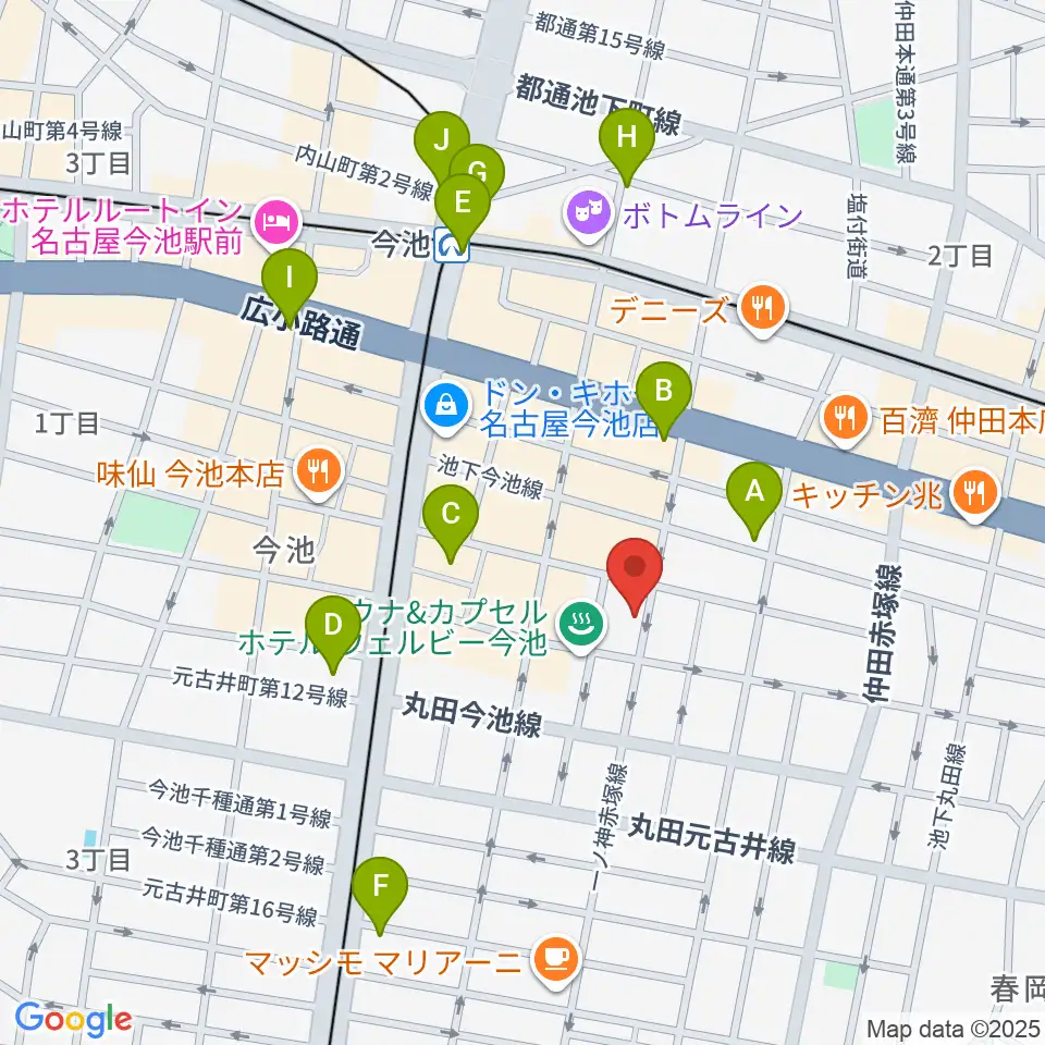 今池ハックフィン周辺のコンビニエンスストア一覧地図