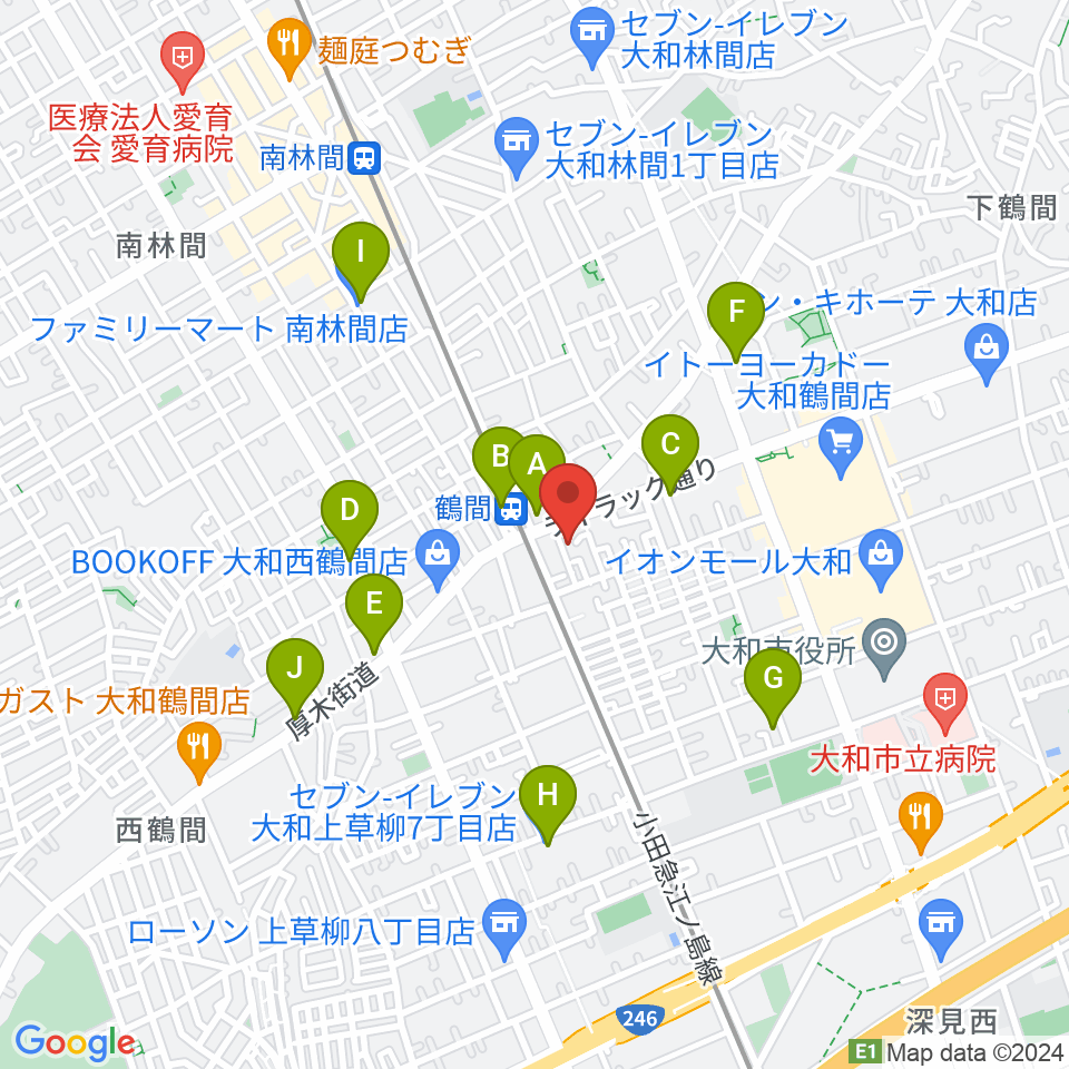 鶴間スタジオアジャ周辺のコンビニエンスストア一覧地図