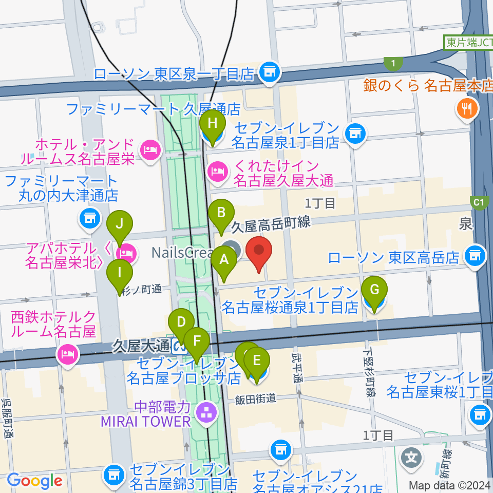 名古屋アンティークノエル周辺のコンビニエンスストア一覧地図