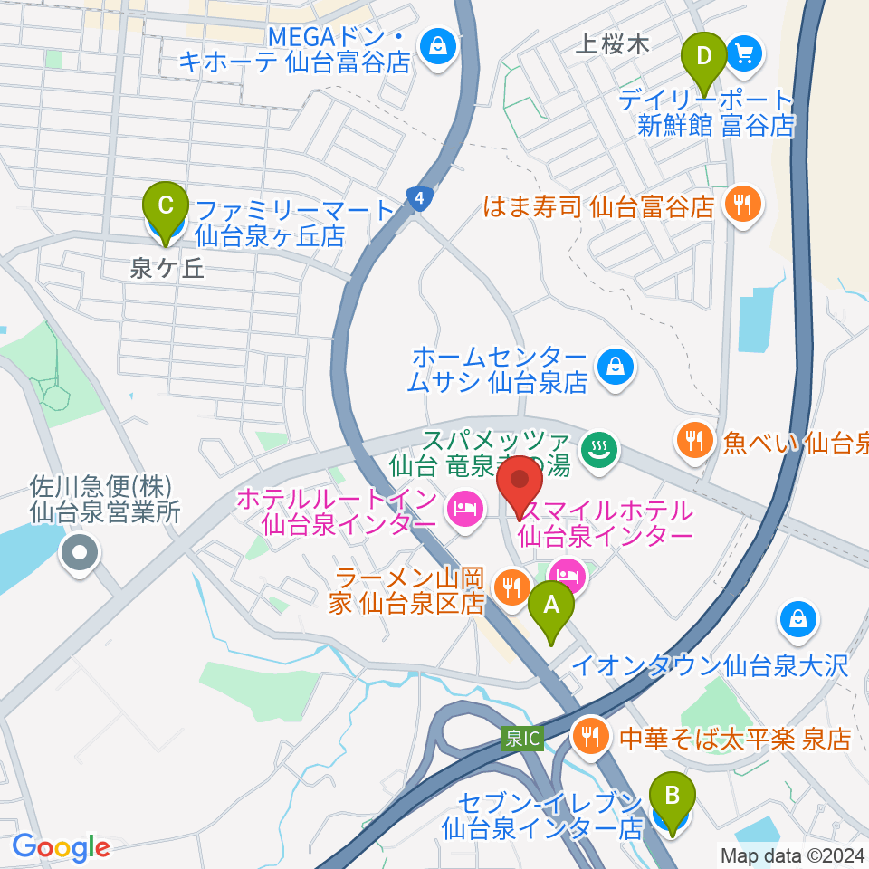 ミュージックサロンP+Luck（プラック）周辺のコンビニエンスストア一覧地図