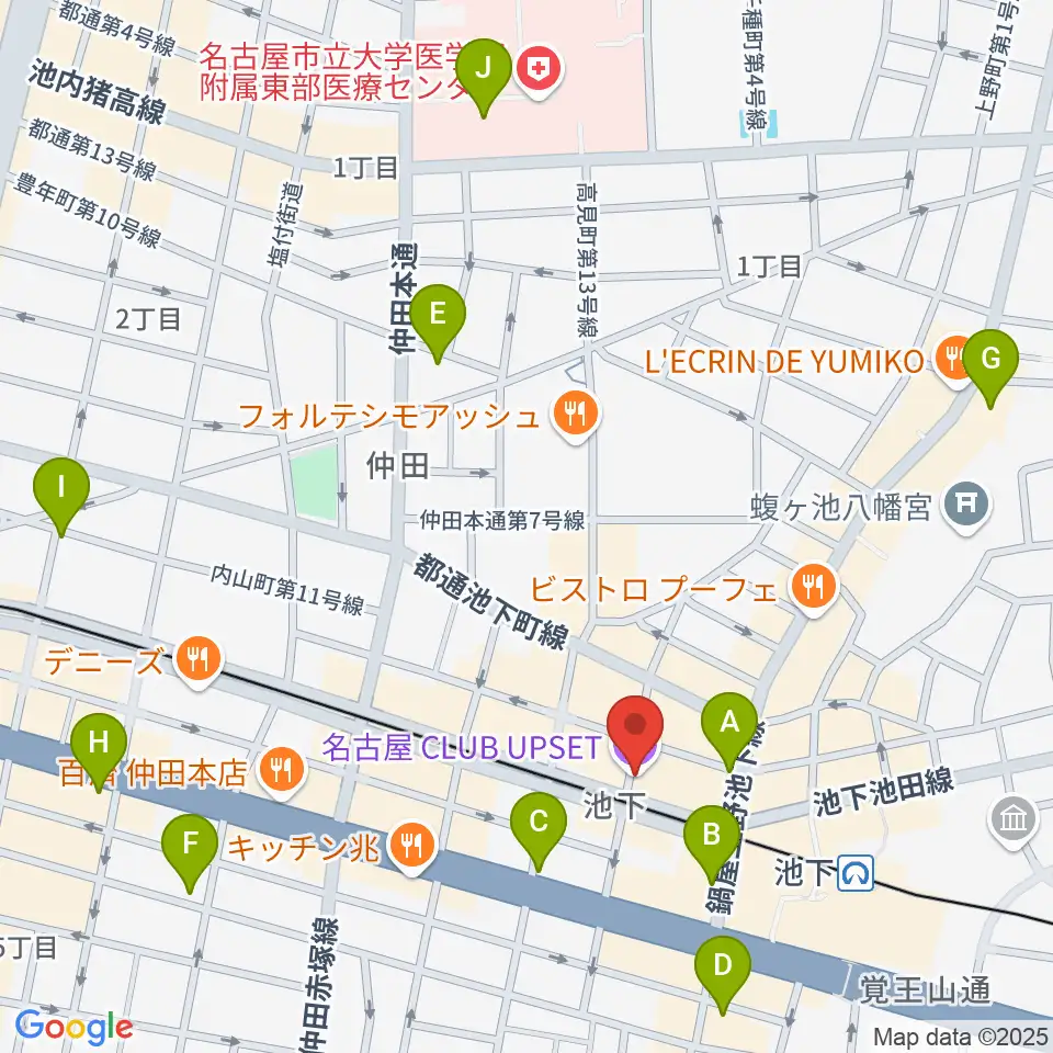 池下CLUB UPSET周辺のコンビニエンスストア一覧地図