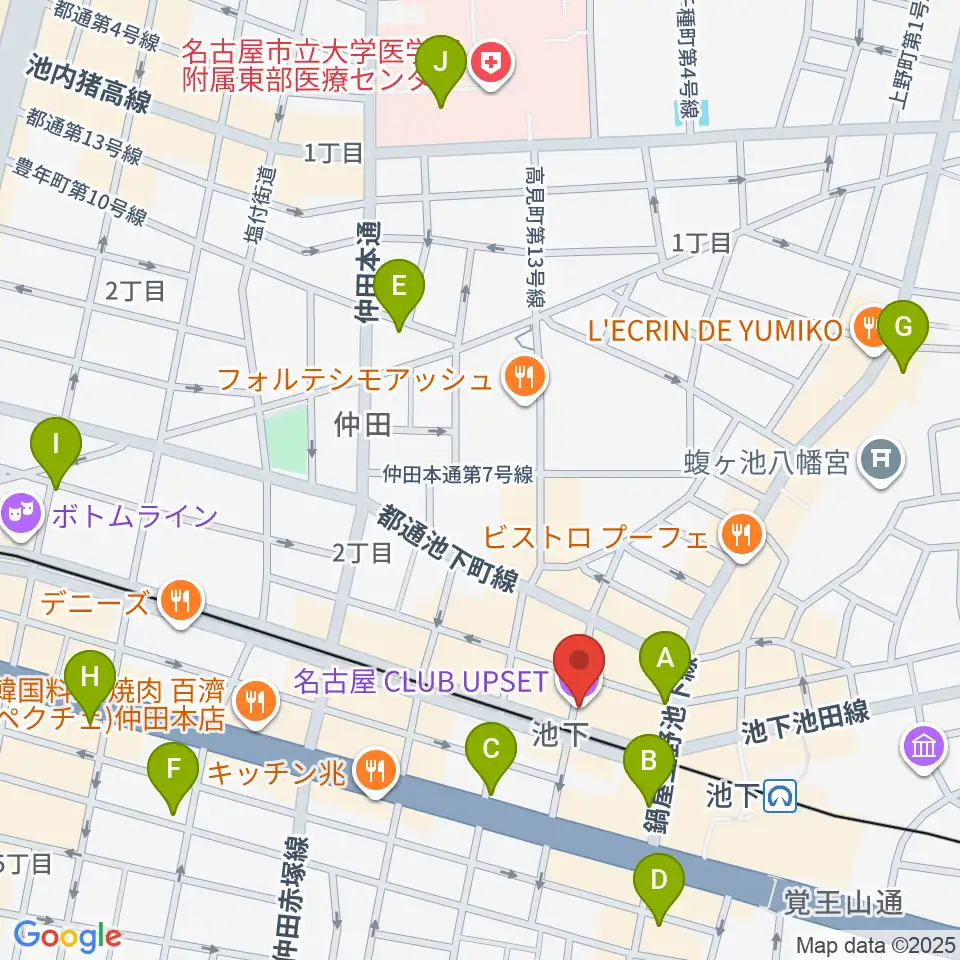 池下CLUB UPSET周辺のコンビニエンスストア一覧地図