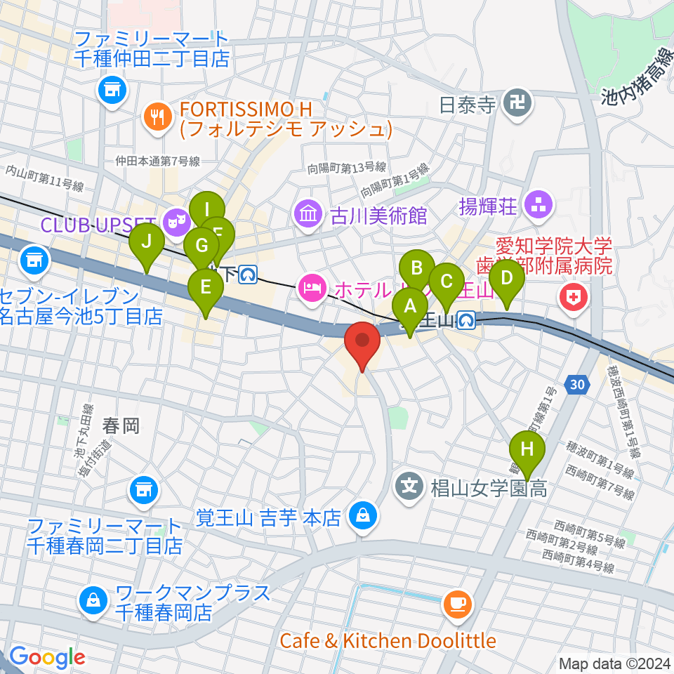 名古屋スターアイズ周辺のコンビニエンスストア一覧地図