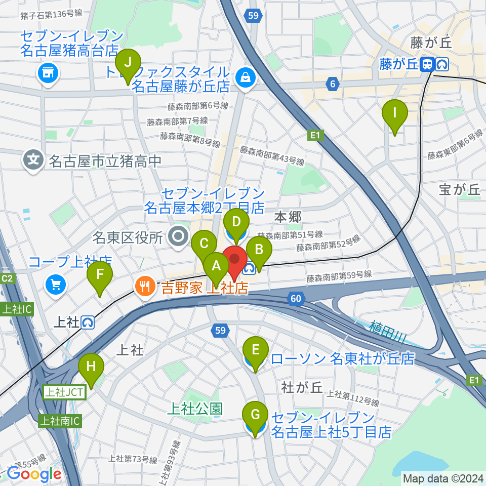 本郷アルマジロ周辺のコンビニエンスストア一覧地図