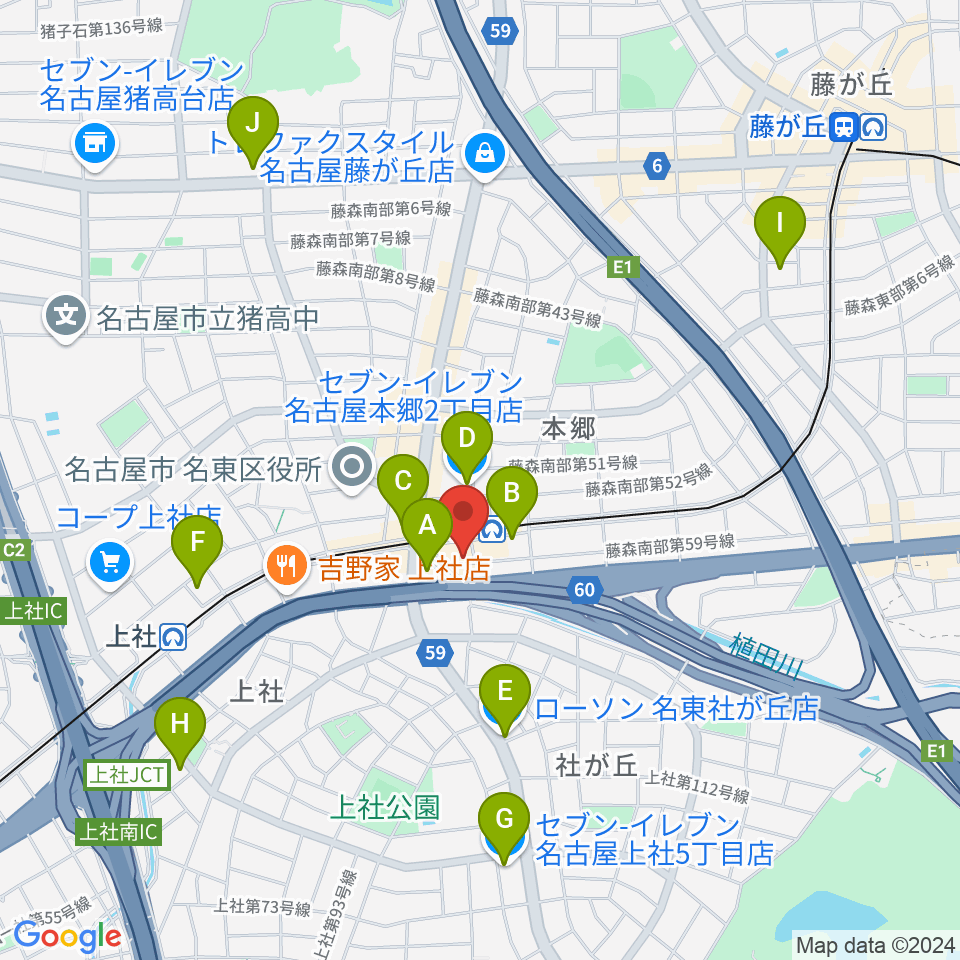 本郷アルマジロ周辺のコンビニエンスストア一覧地図