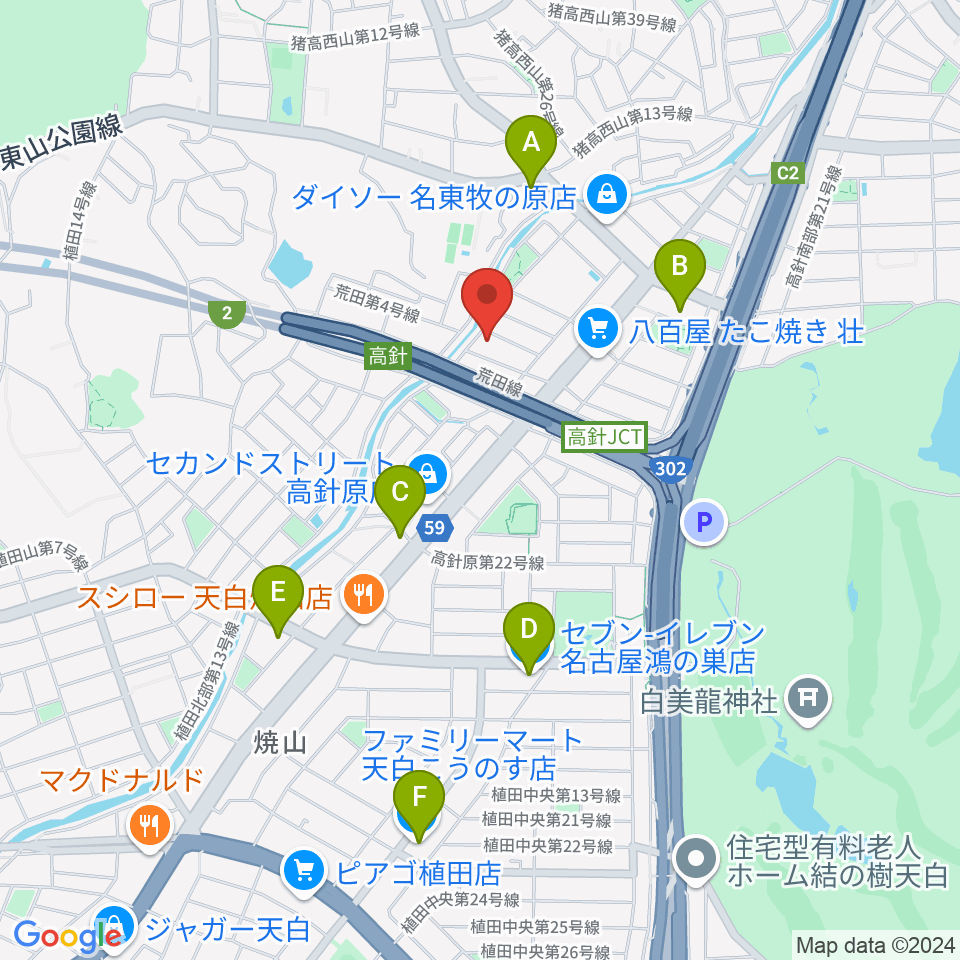 名古屋ライブスペースピアチェーレ周辺のコンビニエンスストア一覧地図