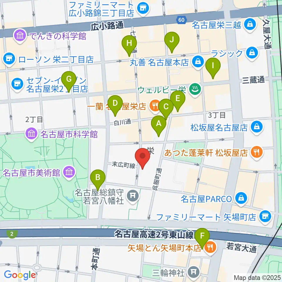 名古屋HOLIDAY NEXT周辺のコンビニエンスストア一覧地図