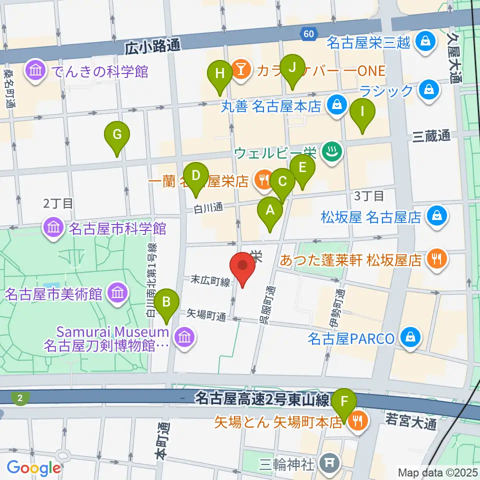 名古屋HOLIDAY NEXT周辺のコンビニエンスストア一覧地図