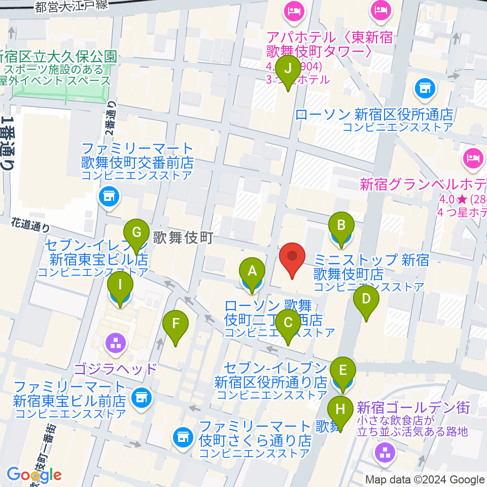 HOLIDAY SHINJUKU周辺のコンビニエンスストア一覧地図