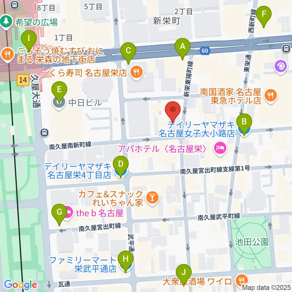 名古屋JB’S周辺のコンビニエンスストア一覧地図