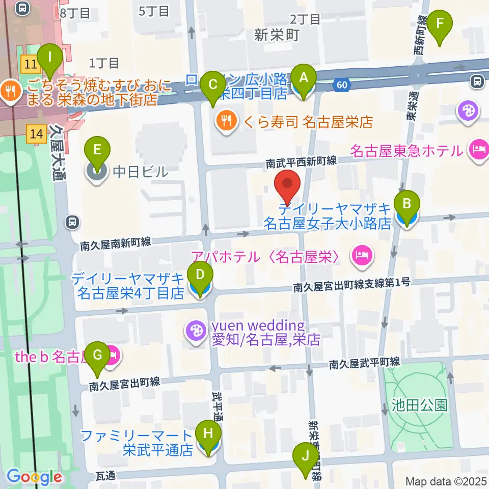 名古屋JB’S周辺のコンビニエンスストア一覧地図