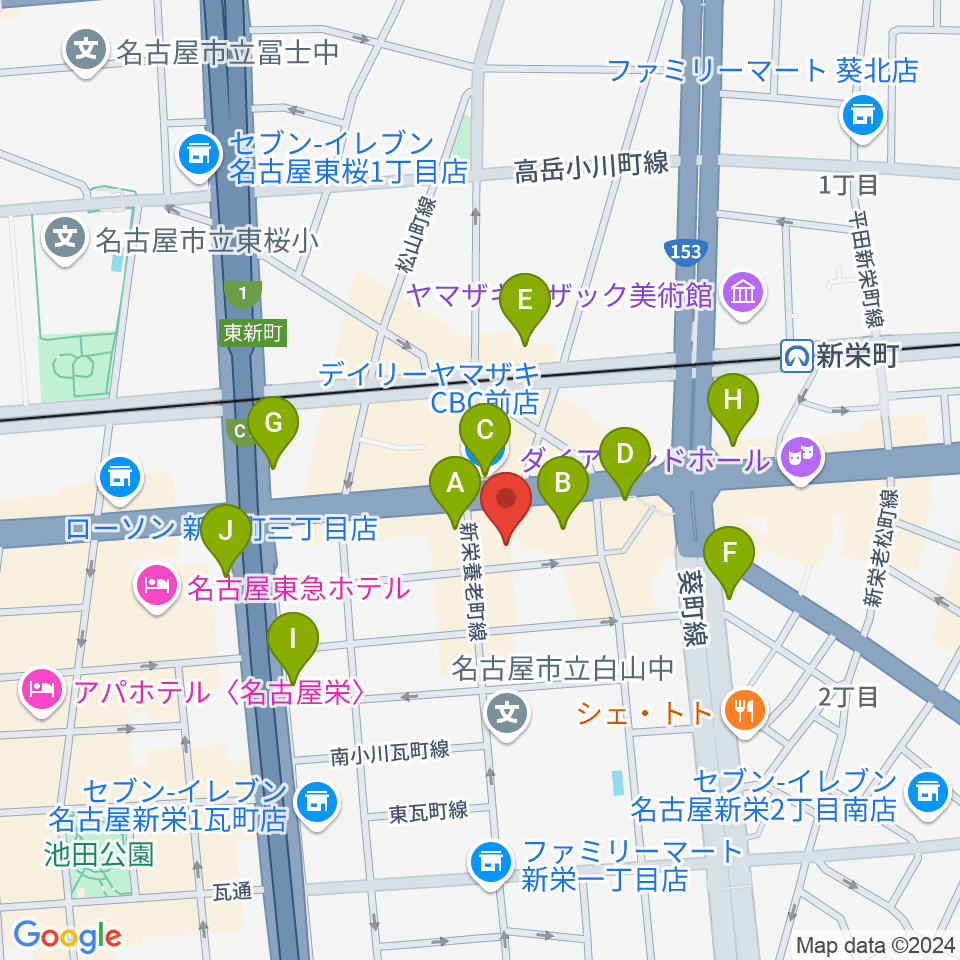 新栄club buddha周辺のコンビニエンスストア一覧地図