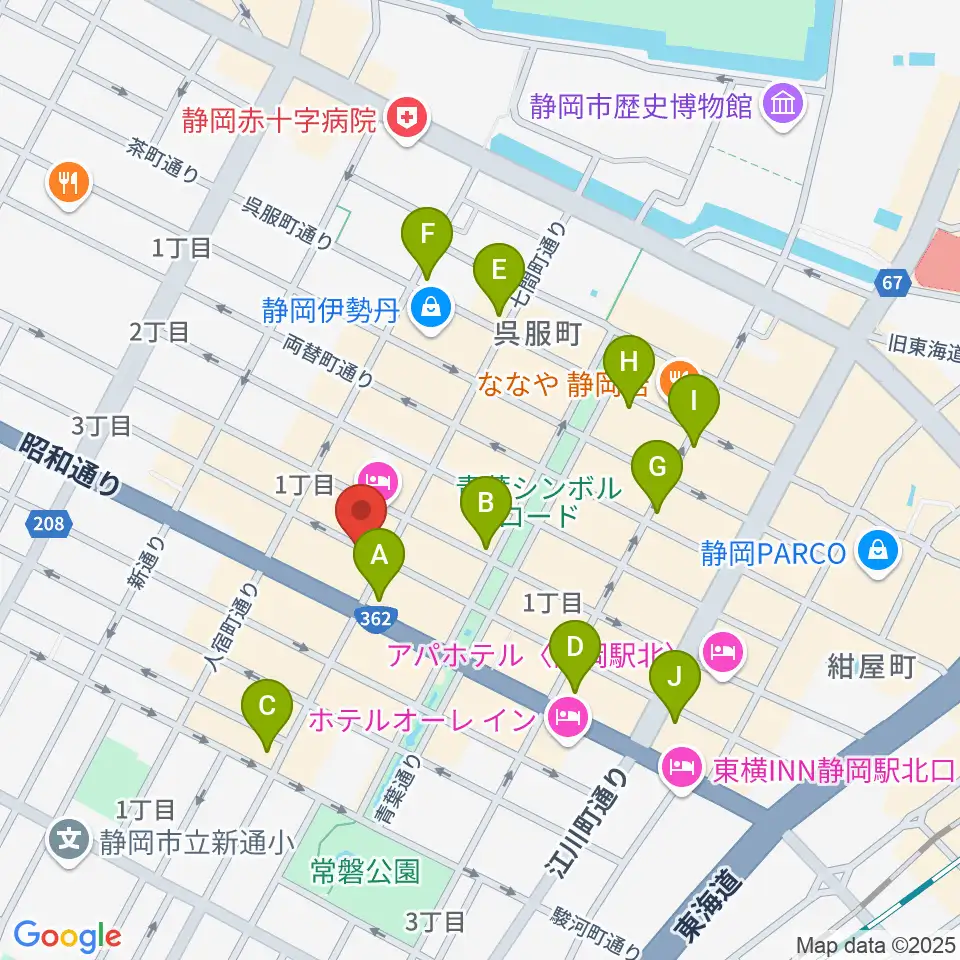 静岡UHU周辺のコンビニエンスストア一覧地図