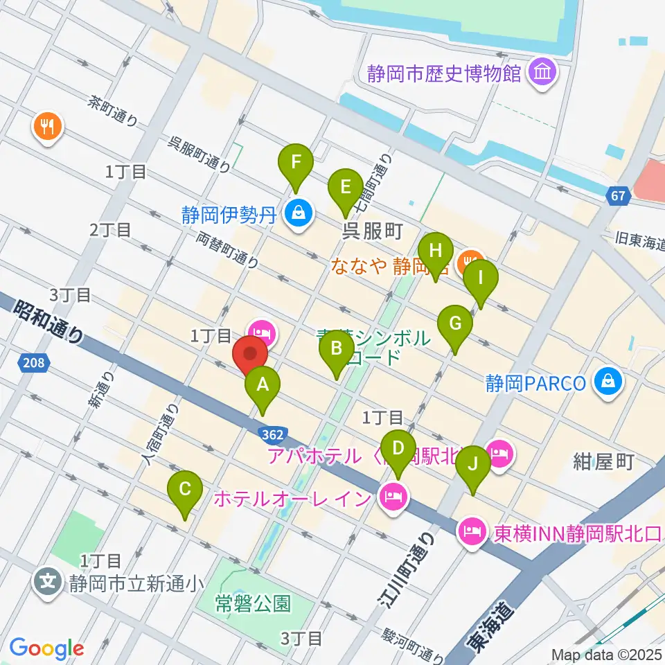 静岡UHU周辺のコンビニエンスストア一覧地図