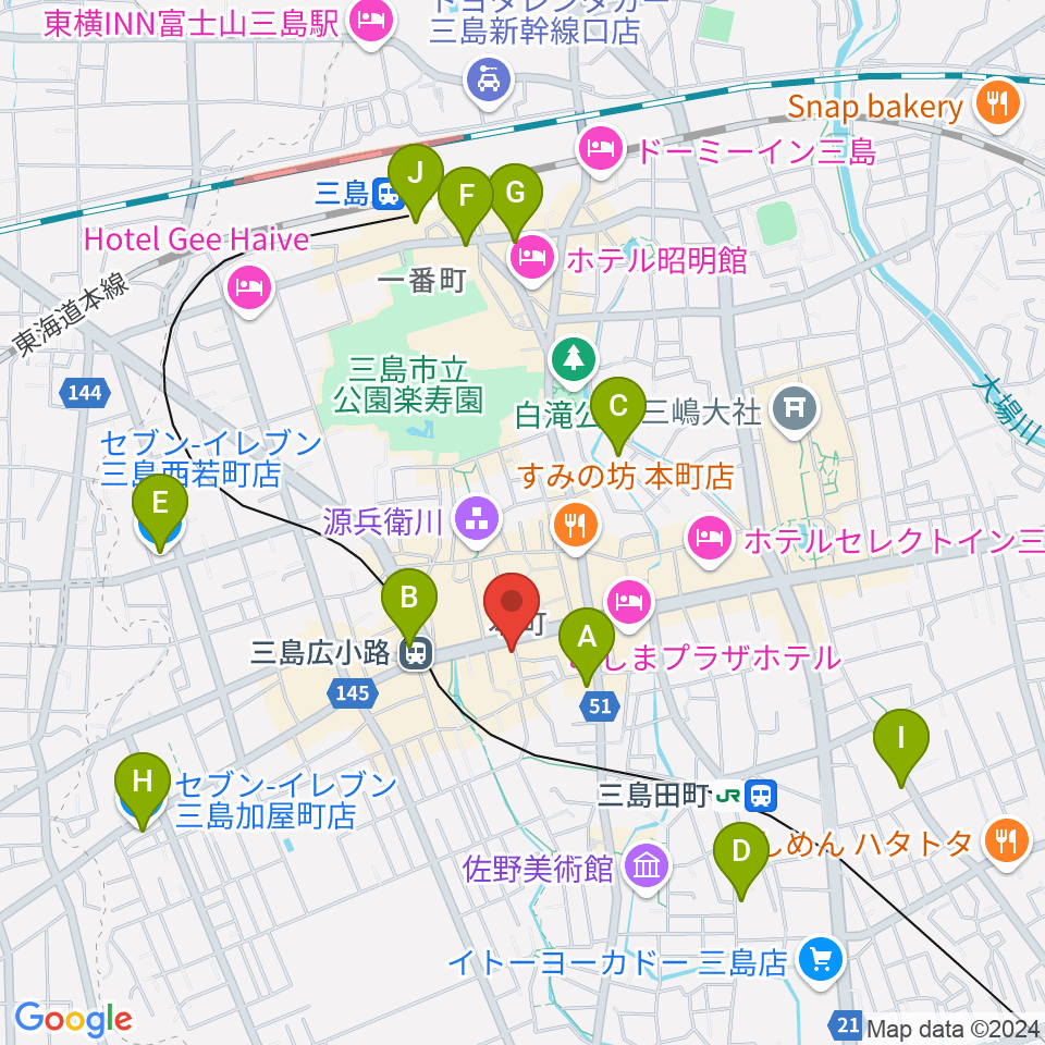 三島afterBeat周辺のコンビニエンスストア一覧地図