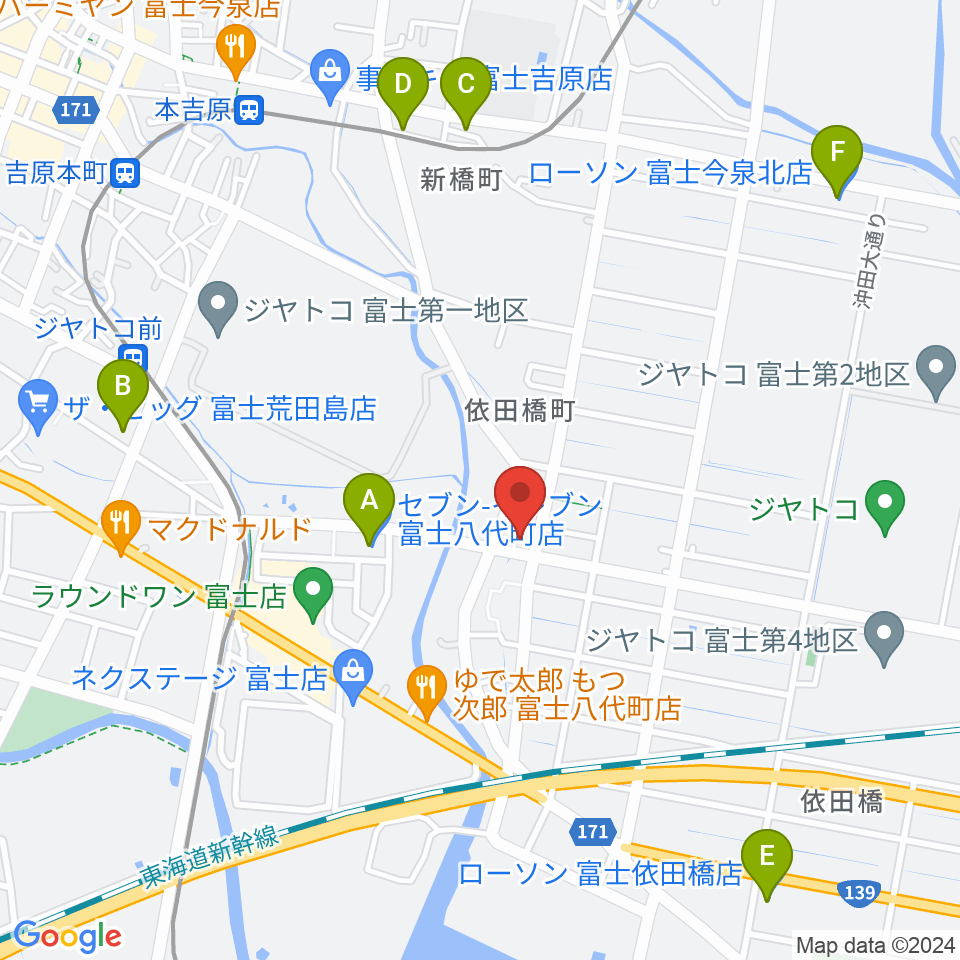 富士ケルン周辺のコンビニエンスストア一覧地図