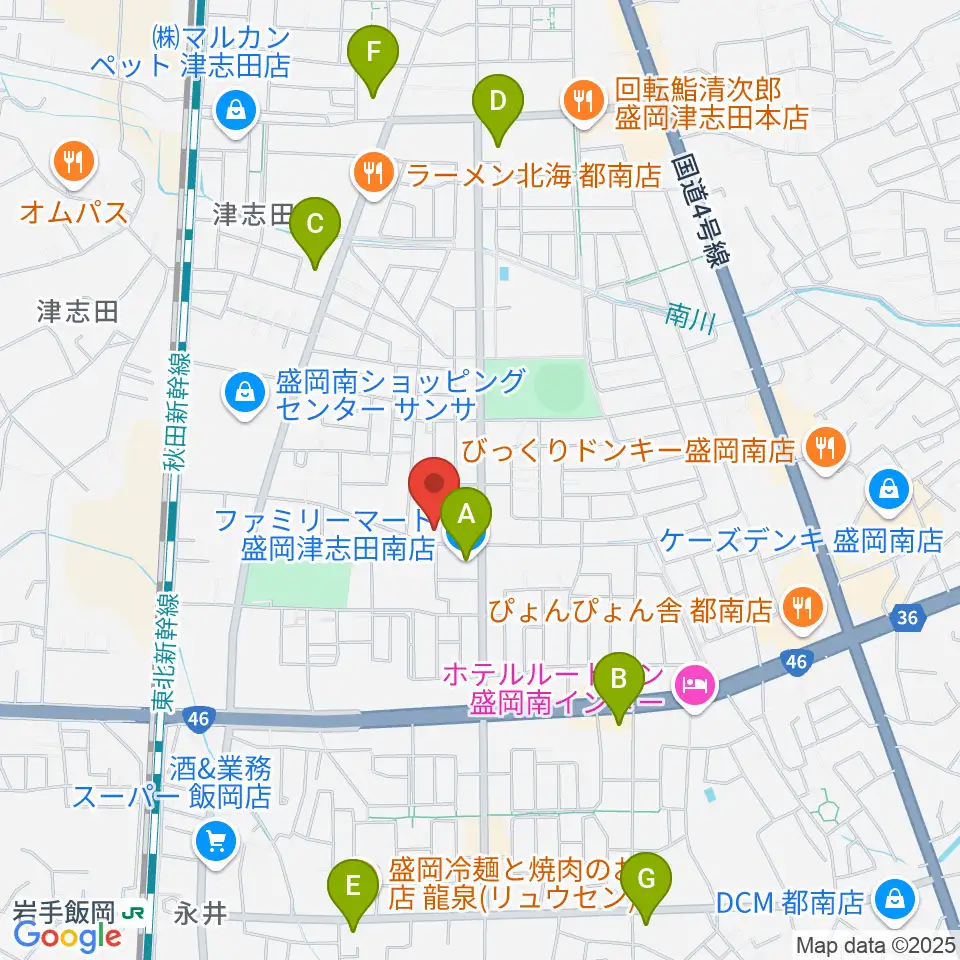 ランディア東山堂 津志田センター周辺のコンビニエンスストア一覧地図
