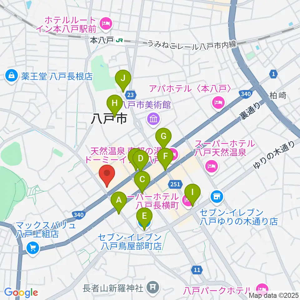 カワイ八戸ショップ周辺のコンビニエンスストア一覧地図