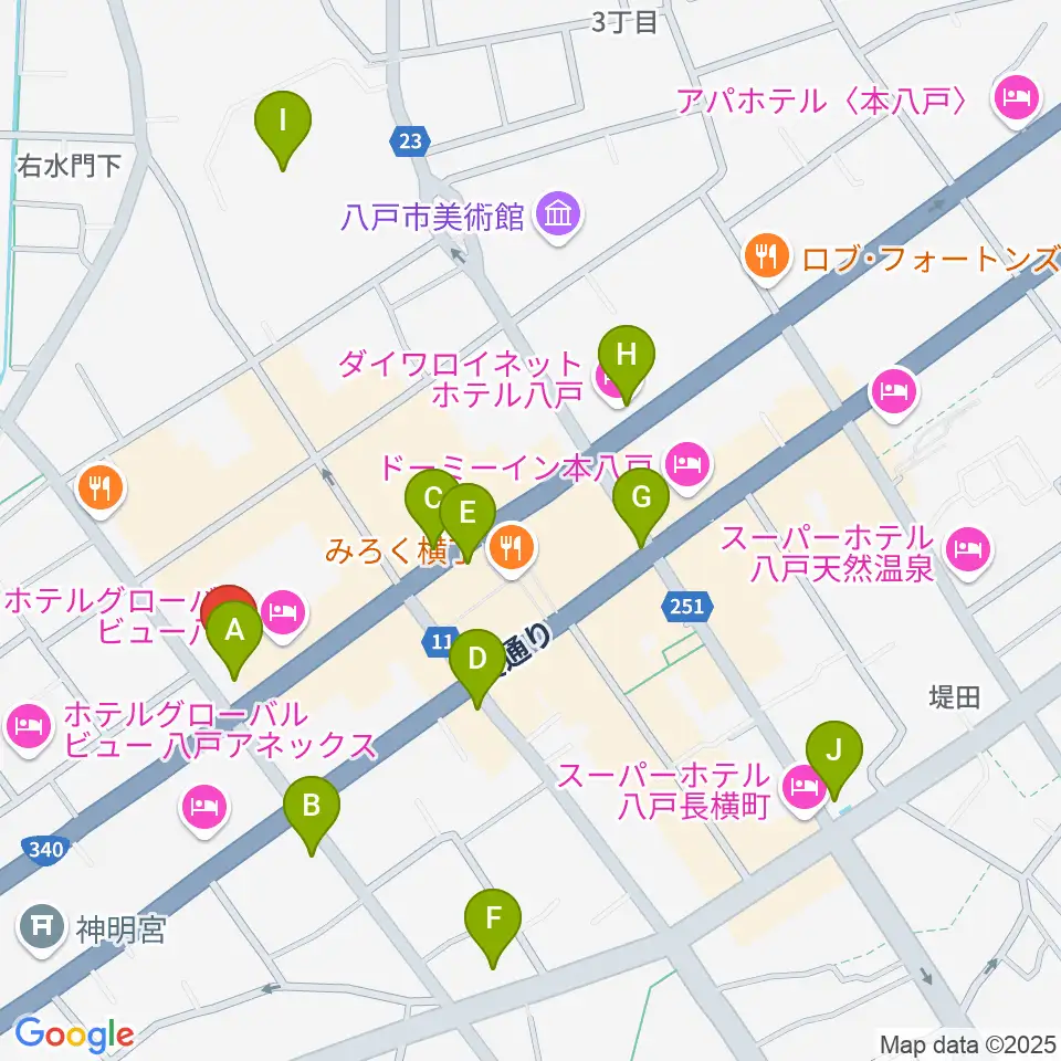 カワイ八戸ショップ周辺のコンビニエンスストア一覧地図