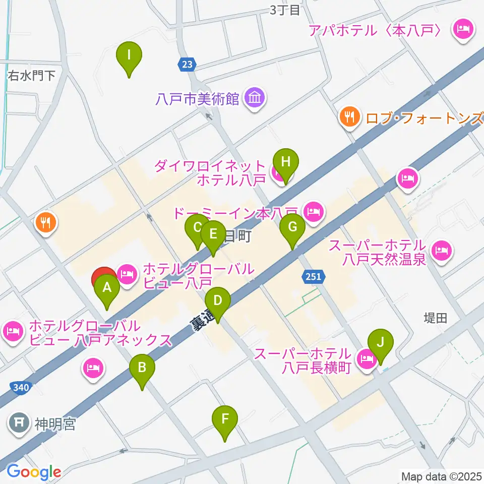 カワイ八戸ショップ周辺のコンビニエンスストア一覧地図