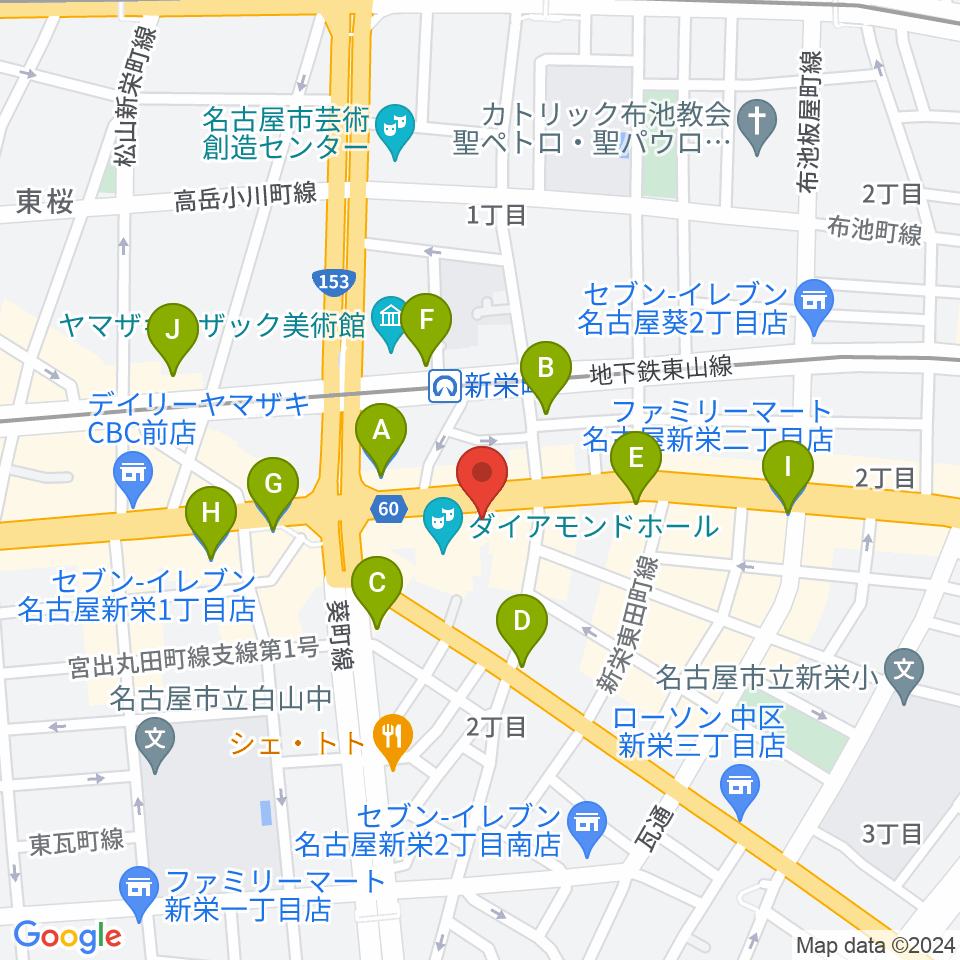 新栄Live & Lounge Vio周辺のコンビニエンスストア一覧地図