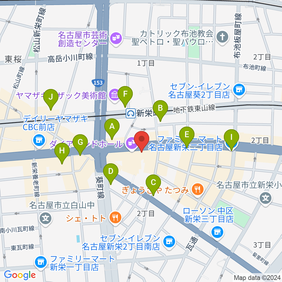 新栄Live & Lounge Vio周辺のコンビニエンスストア一覧地図