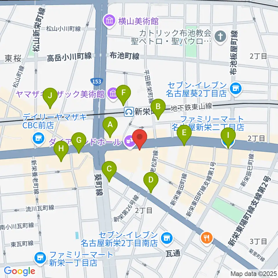 新栄Live & Lounge Vio周辺のコンビニエンスストア一覧地図