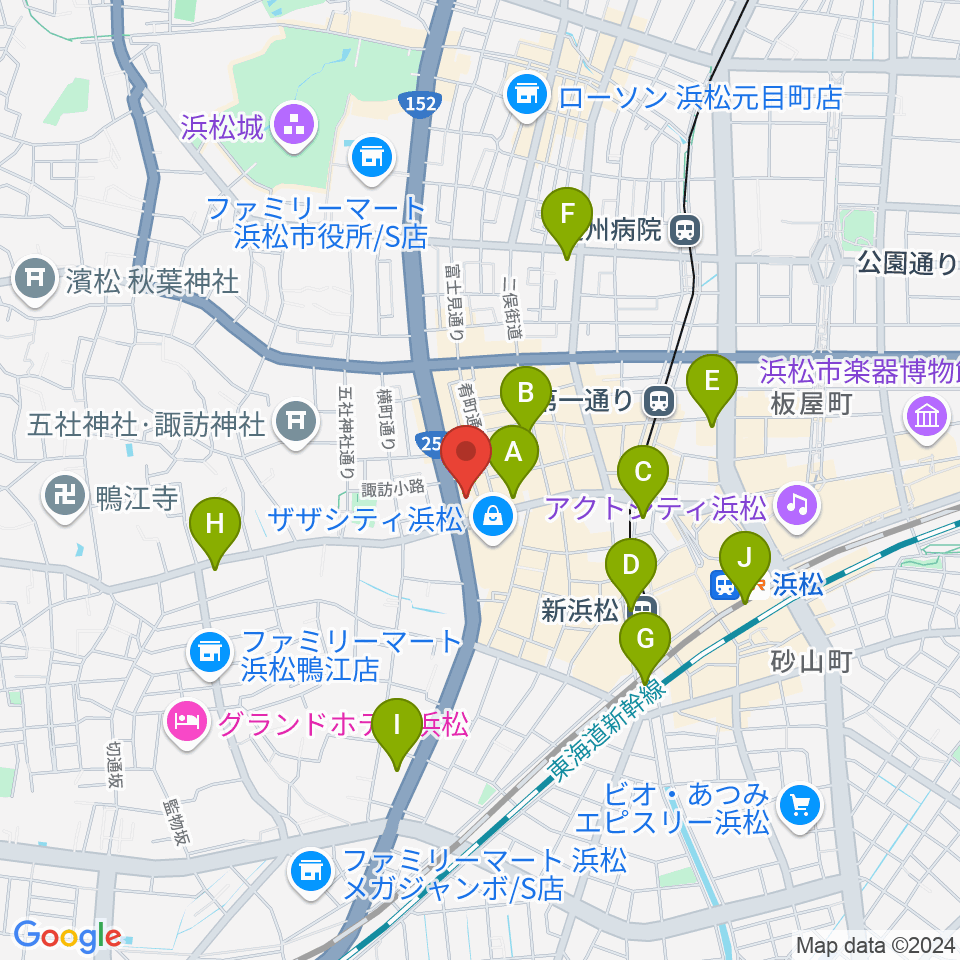 浜松SECOND周辺のコンビニエンスストア一覧地図