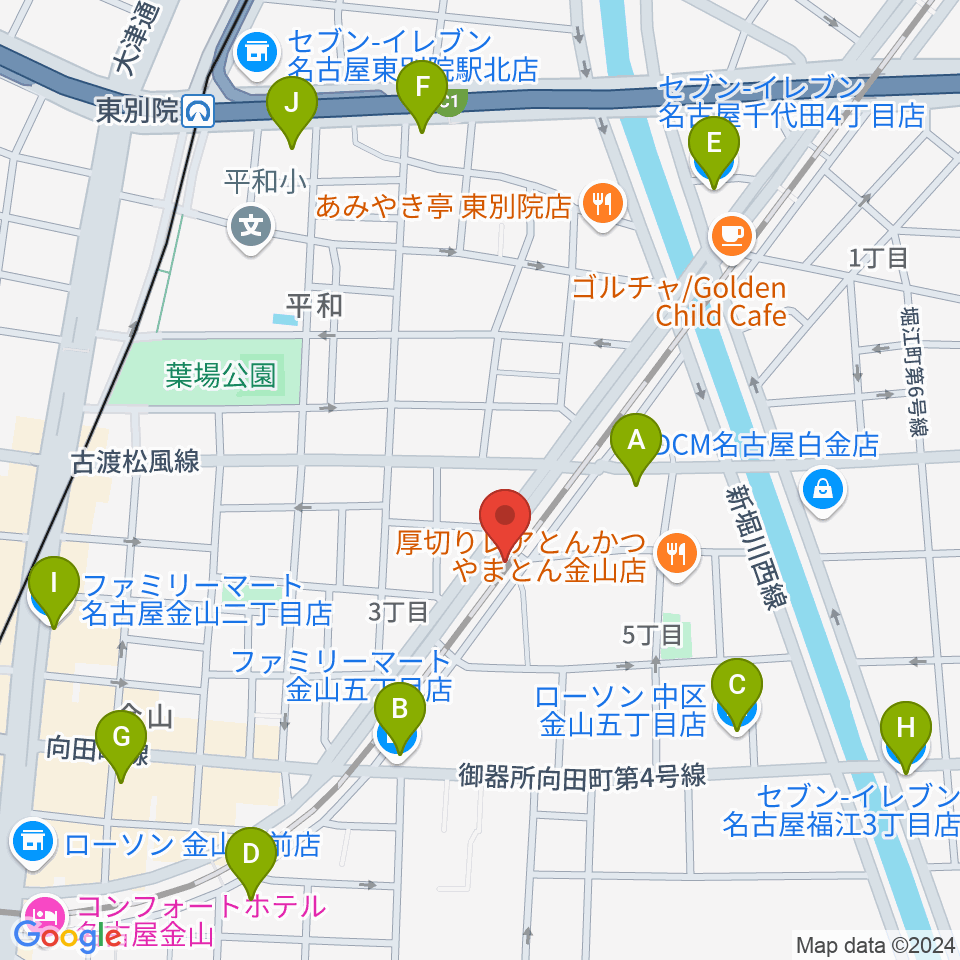 金山CLUB SARU周辺のコンビニエンスストア一覧地図