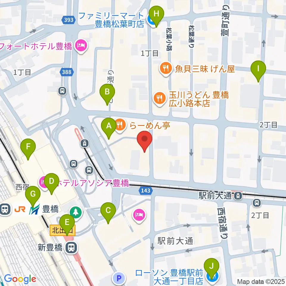 豊橋club KNOT周辺のコンビニエンスストア一覧地図
