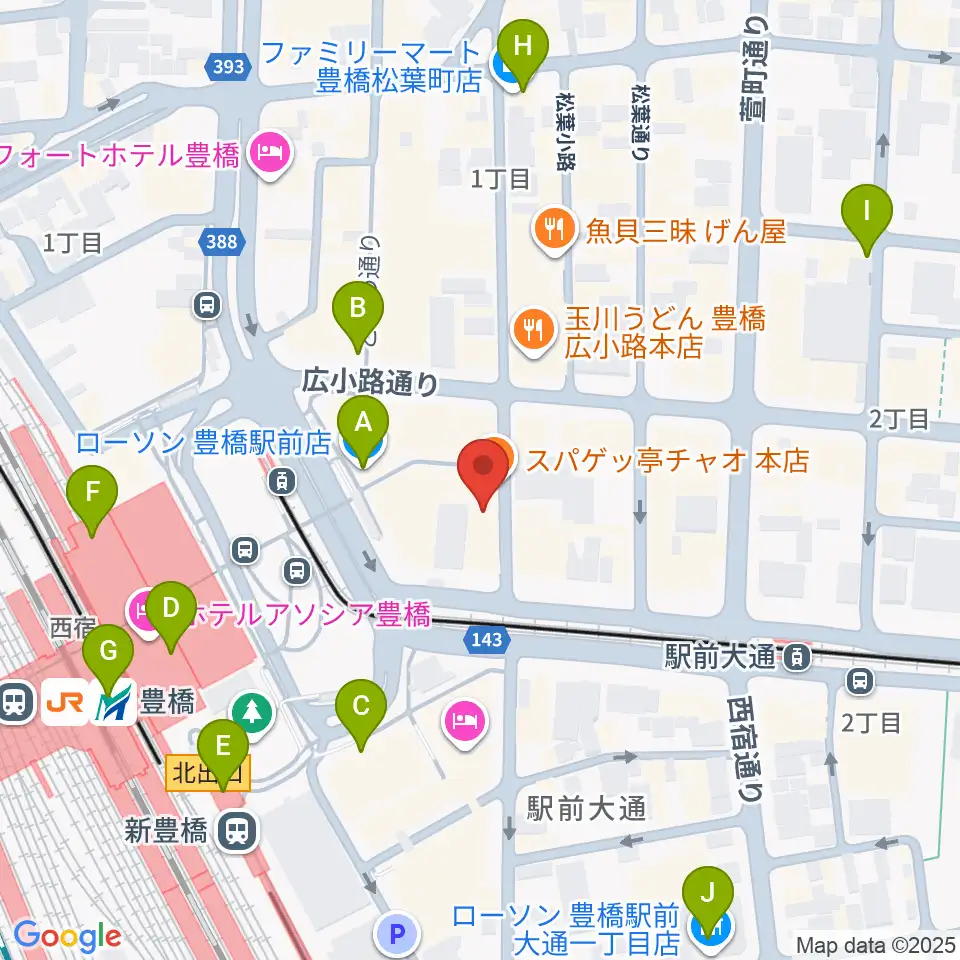豊橋club KNOT周辺のコンビニエンスストア一覧地図