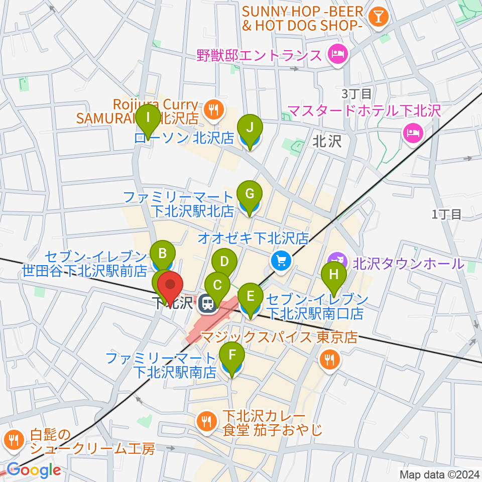 ガードアイランドスタジオ下北沢WEST周辺のコンビニエンスストア一覧地図